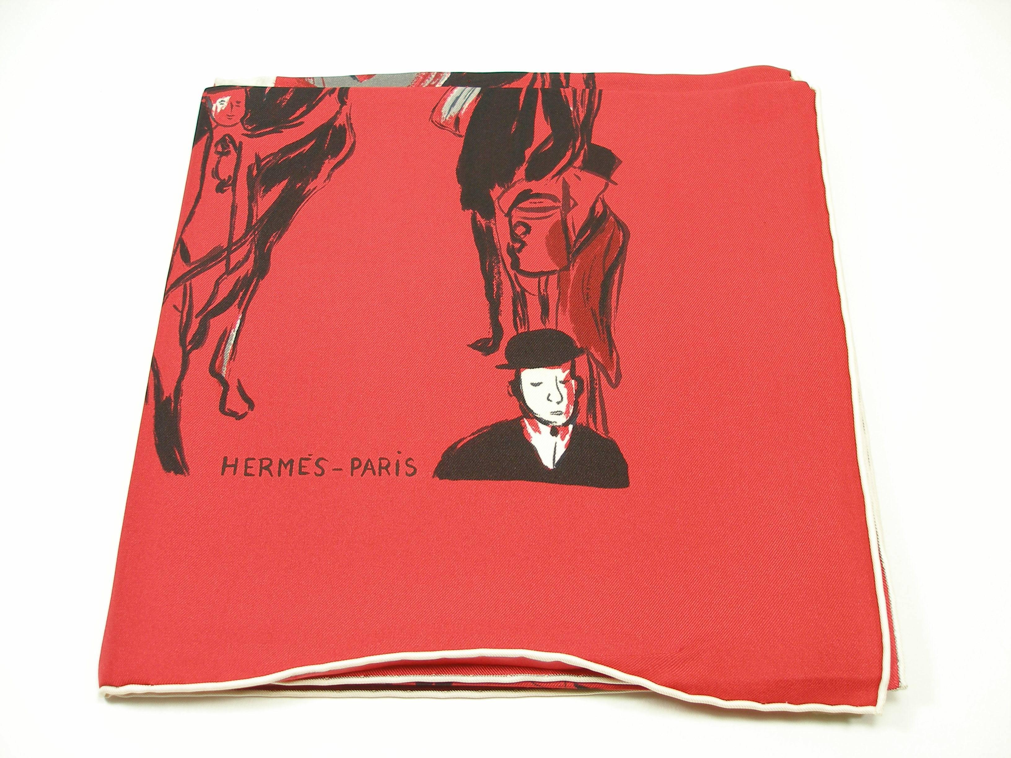 Women's  Hermès Made in France Paddock Red Scarf silk 90 cm Edition 2015 / Brand New