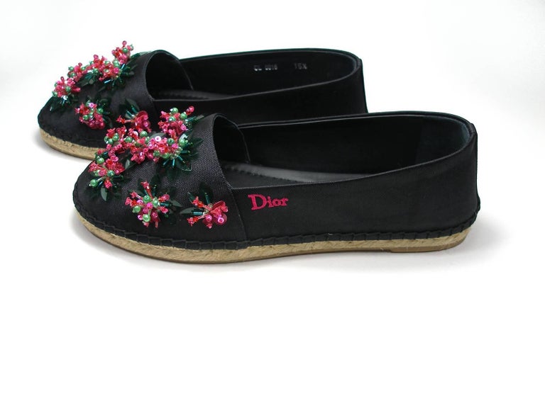 Christian Dior Embellished Espadrille Black Flats at 1stDibs | dior ...
