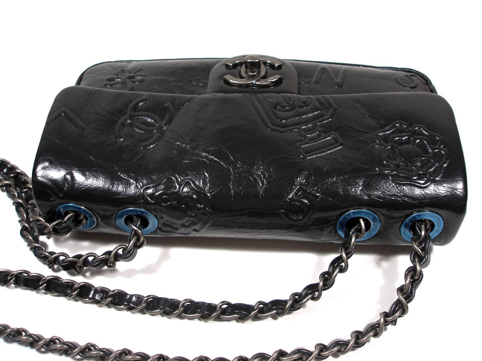 Chanel Precious Symbols Single Flap Bag Embossed Leather Medium Size /Brand New 6