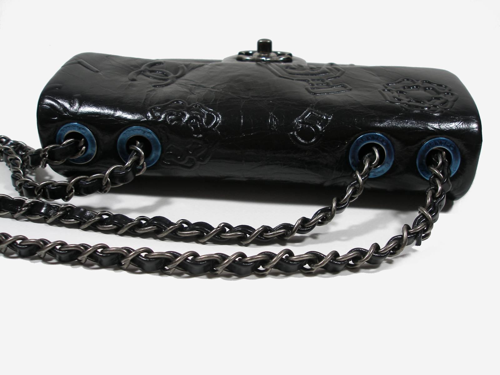 Chanel Precious Symbols Single Flap Bag Embossed Leather Medium Size /Brand New 2