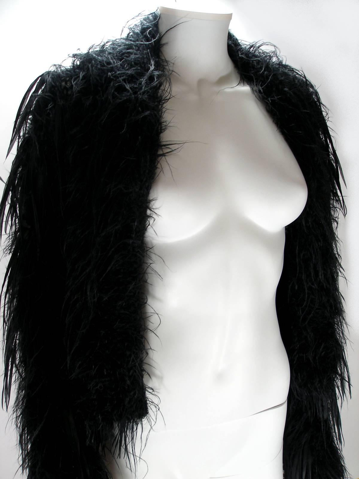 Issey Miyake Vintage Black Mohair and Ribbon Cardigan  In Good Condition For Sale In VERGT, FR