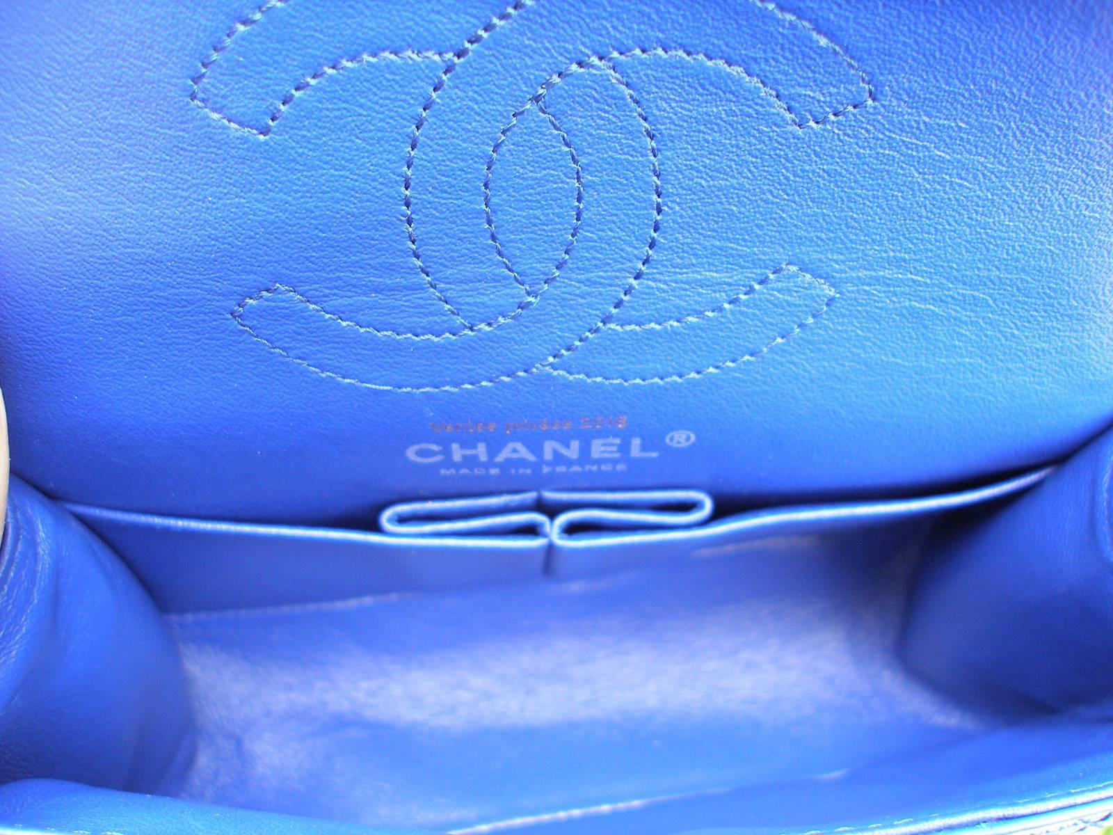 Chanel 2.55 Reissue 225 Purple Patent Caviar Silver Chain Double Flap Bag New 4