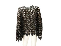 Chanel Evening Boléro Full Guipure Embroidered with Black Sequins Size 44 FR