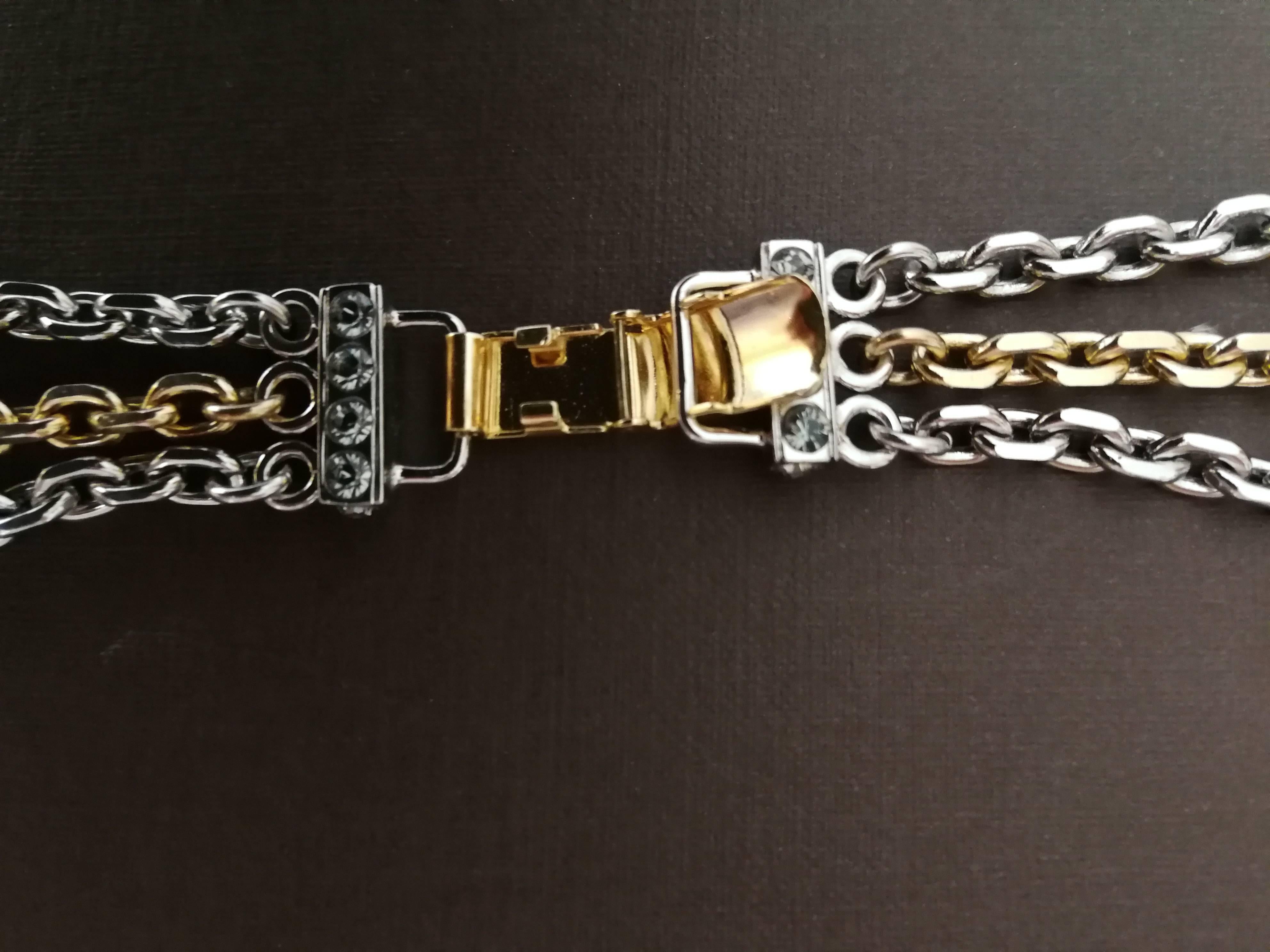 Iconic Louis Vuitton Multi Rangs Jazz Necklace Silver &Gold & Swarovski Crystal  6
