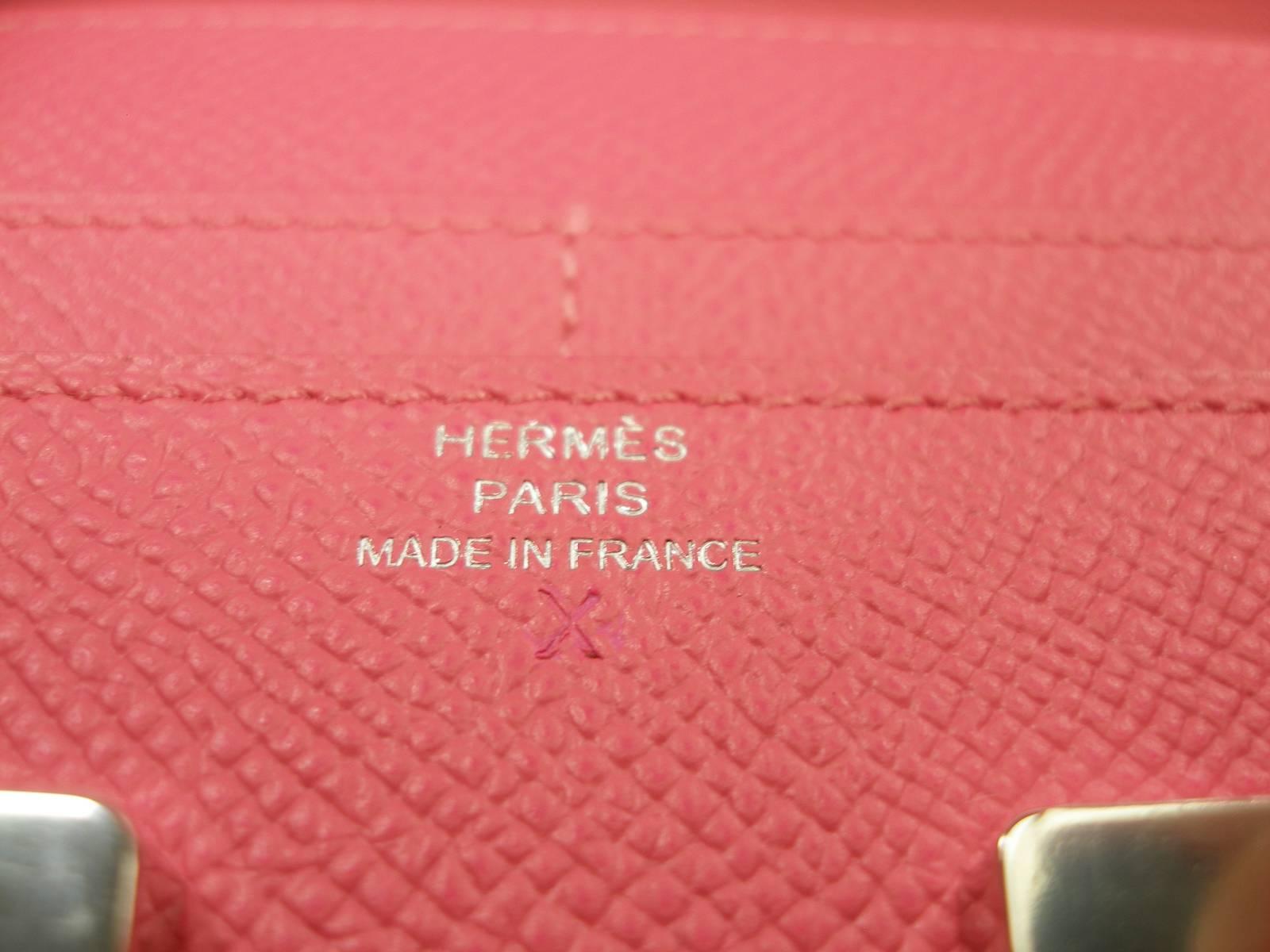 Hermes Rose Lipstick Constance Compact Wallet H Palladium / Never worn 6