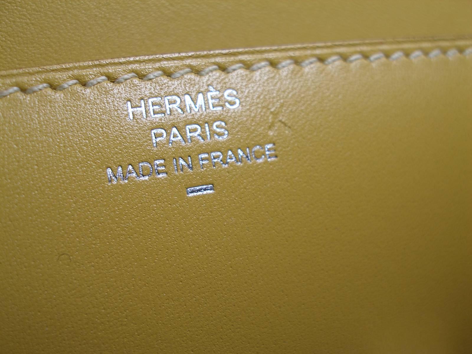 Hermès Long Constance Veau Tadelakt Paille and H Lezard Gris Agate Wallet   14
