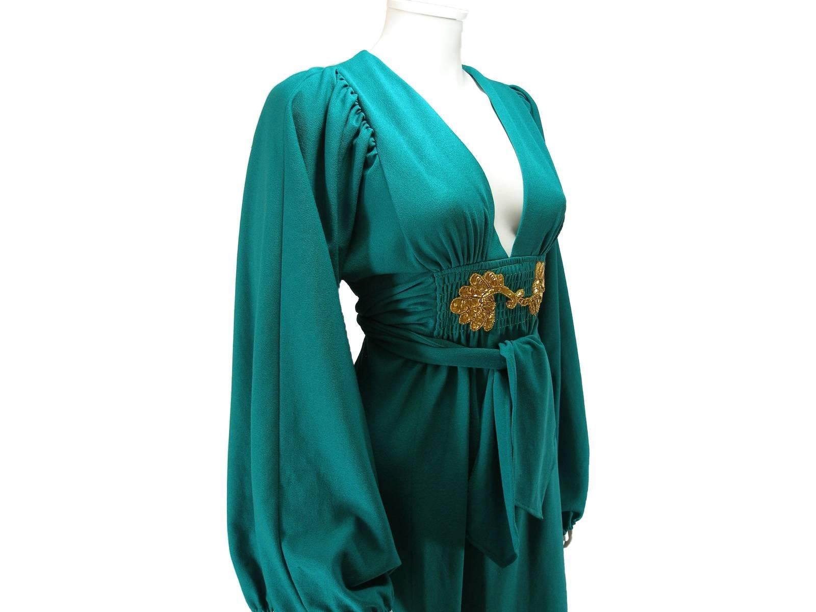 Rare Vintage Deep Green Ossie Clark for Radley early 1970's Maxi Dress US 4 Size For Sale 5