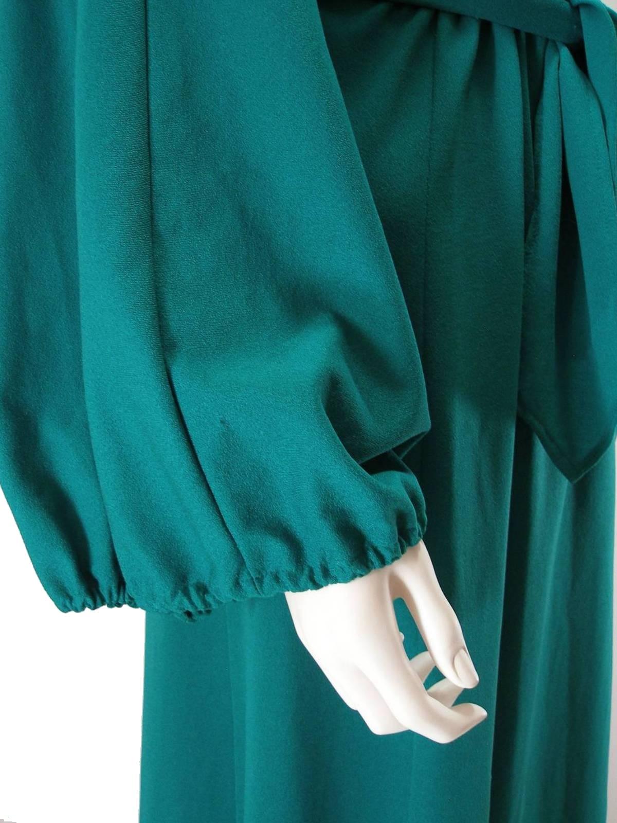 Rare Vintage Deep Green Ossie Clark for Radley early 1970's Maxi Dress US 4 Size For Sale 6