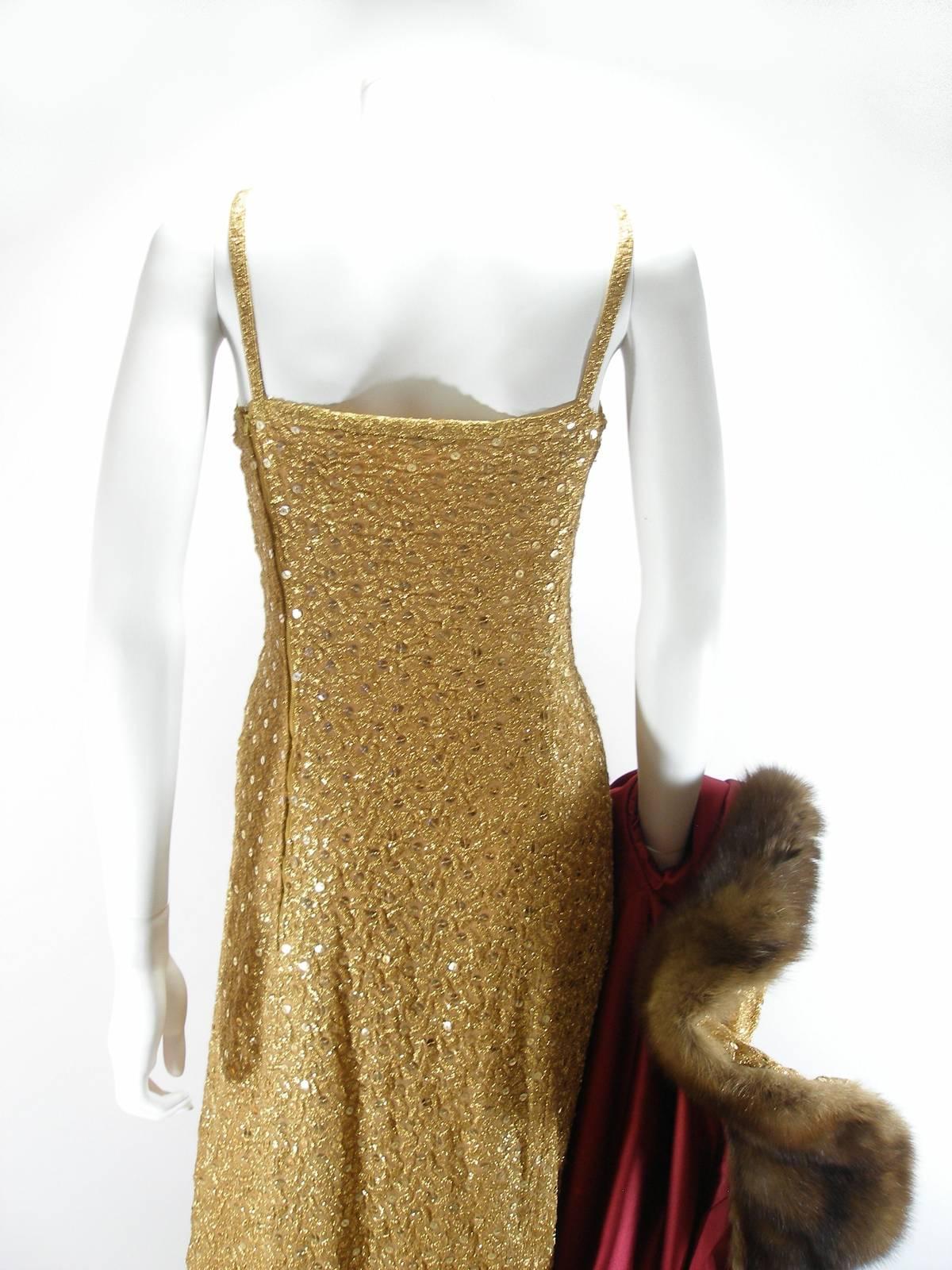 Chanel Haute Couture Vintage Suite Gold Cloque Embroidered Sequins, 1977  For Sale 3