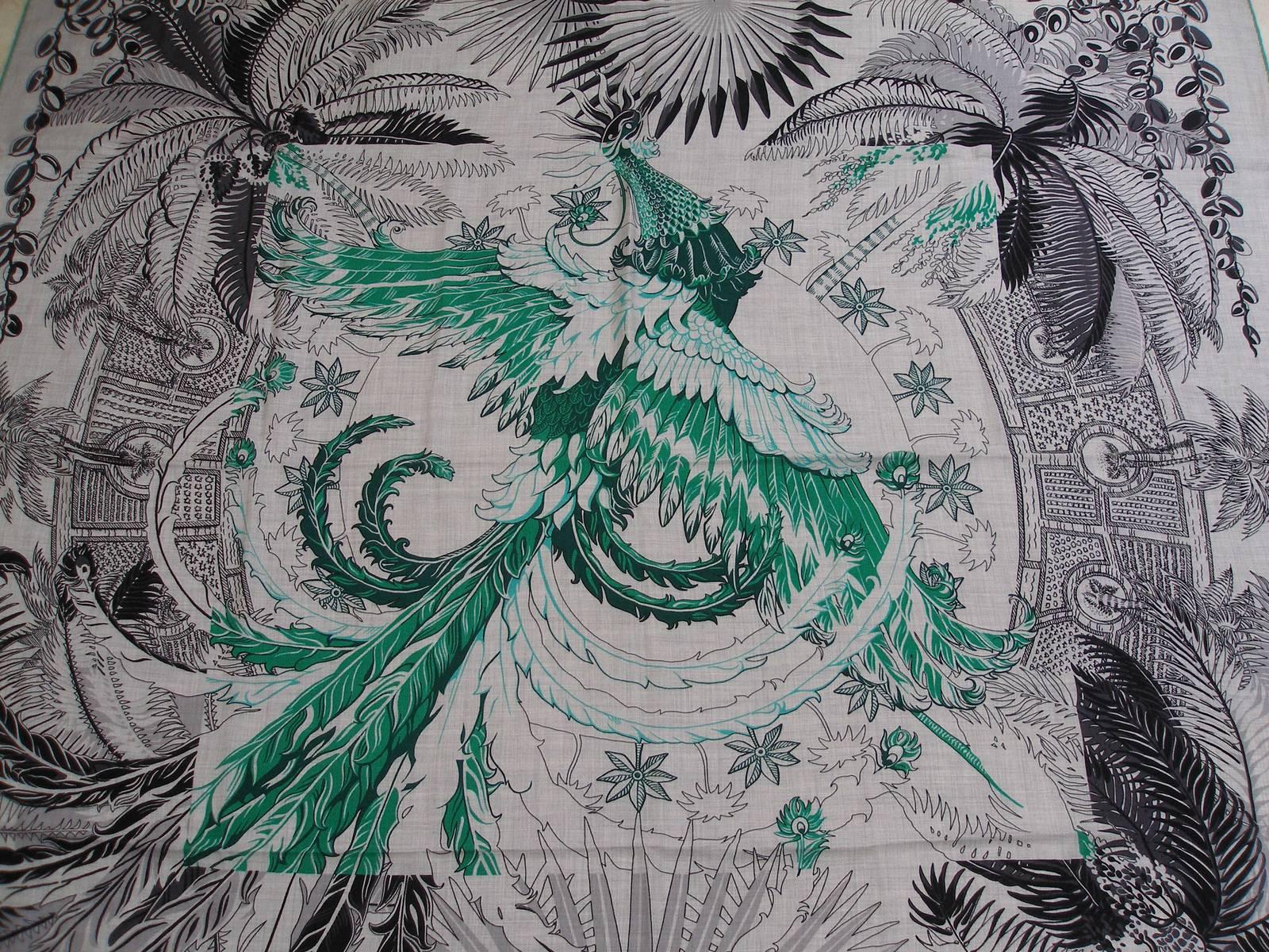 Gorgeous and Rare New Hermes Mythiques Phoenix Cashmere Shawl 140 cm / BRAND NEW For Sale 1
