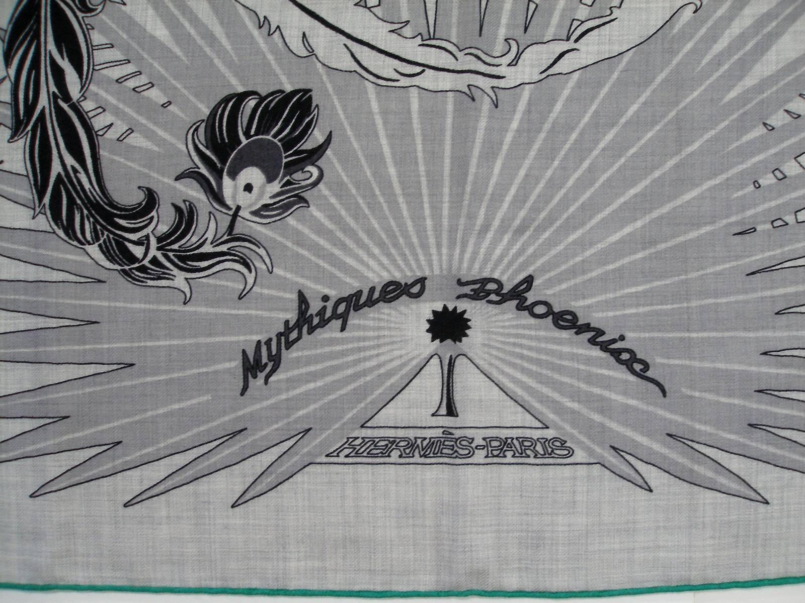 Gorgeous and Rare New Hermes Mythiques Phoenix Cashmere Shawl 140 cm / BRAND NEW For Sale 9