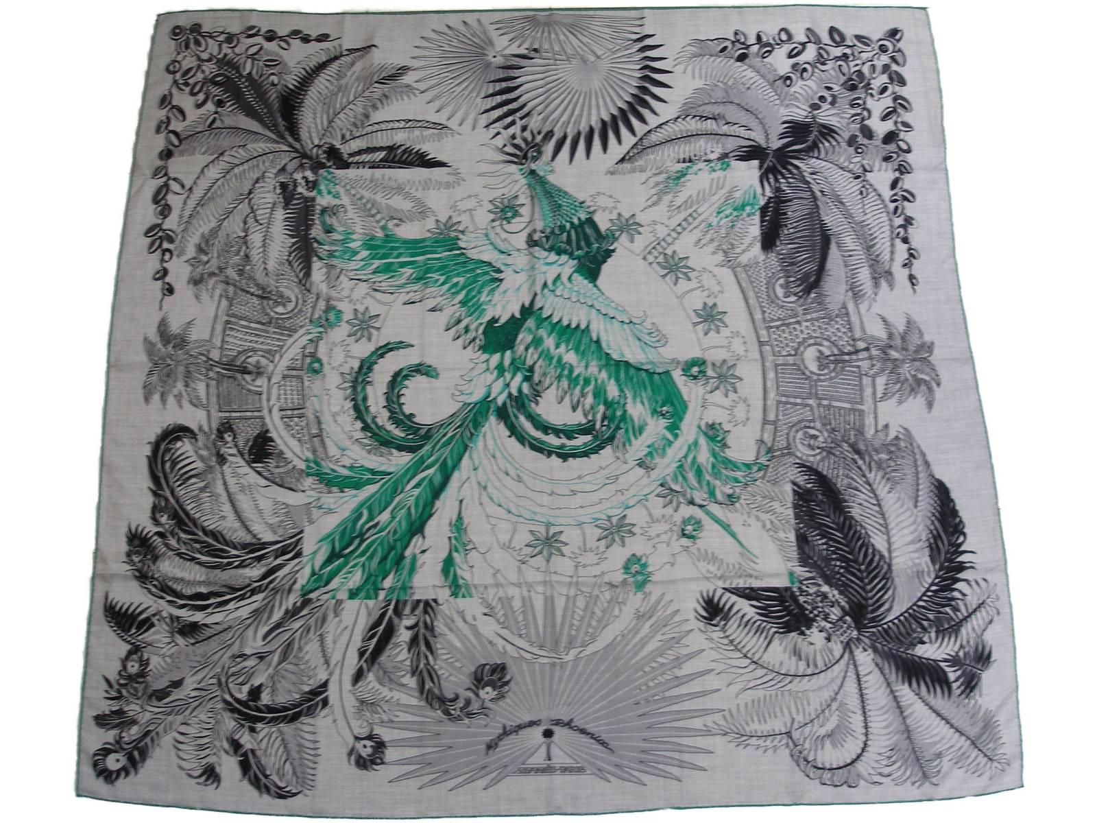 Gorgeous and Rare New Hermes Mythiques Phoenix Cashmere Shawl 140 cm / BRAND NEW For Sale 8