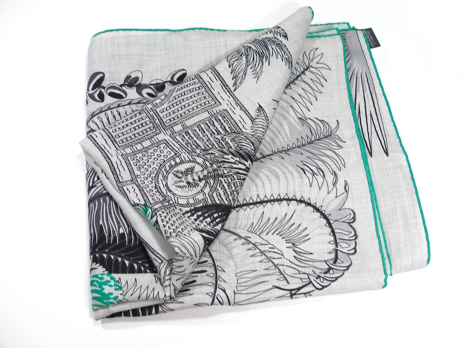 Gorgeous and Rare New Hermes Mythiques Phoenix Cashmere Shawl 140 cm / BRAND NEW For Sale 11