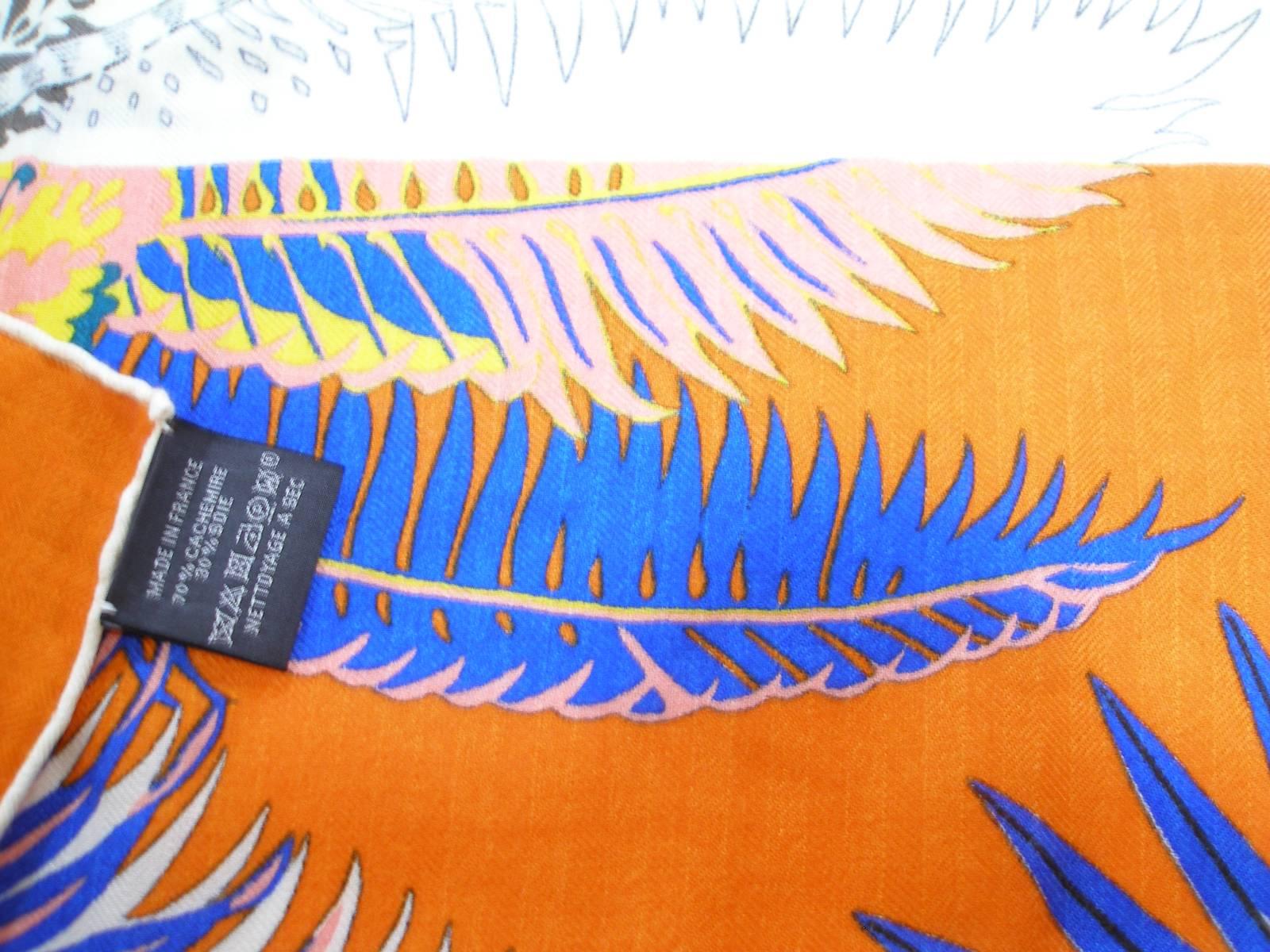 Gorgeous and Rare New Hermes Mythiques Phoenix Cashmere Shawl 140 cm / BRAND NEW For Sale 8