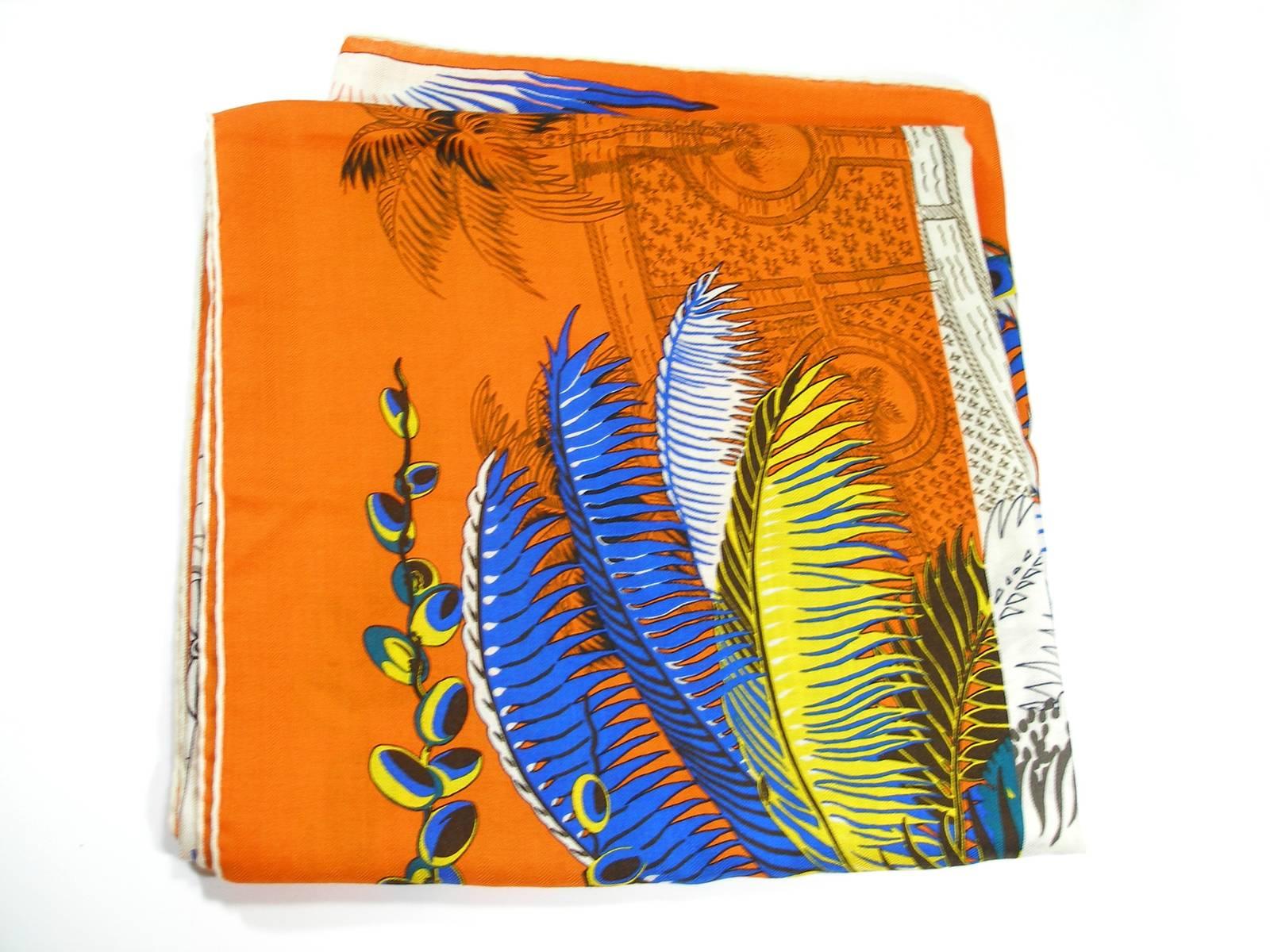 Gorgeous and Rare New Hermes Mythiques Phoenix Cashmere Shawl 140 cm / BRAND NEW For Sale 5