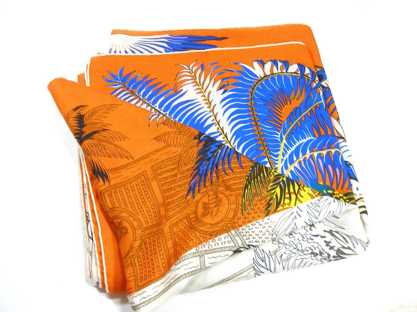 Gorgeous and Rare New Hermes Mythiques Phoenix Cashmere Shawl 140 cm / BRAND NEW For Sale 6