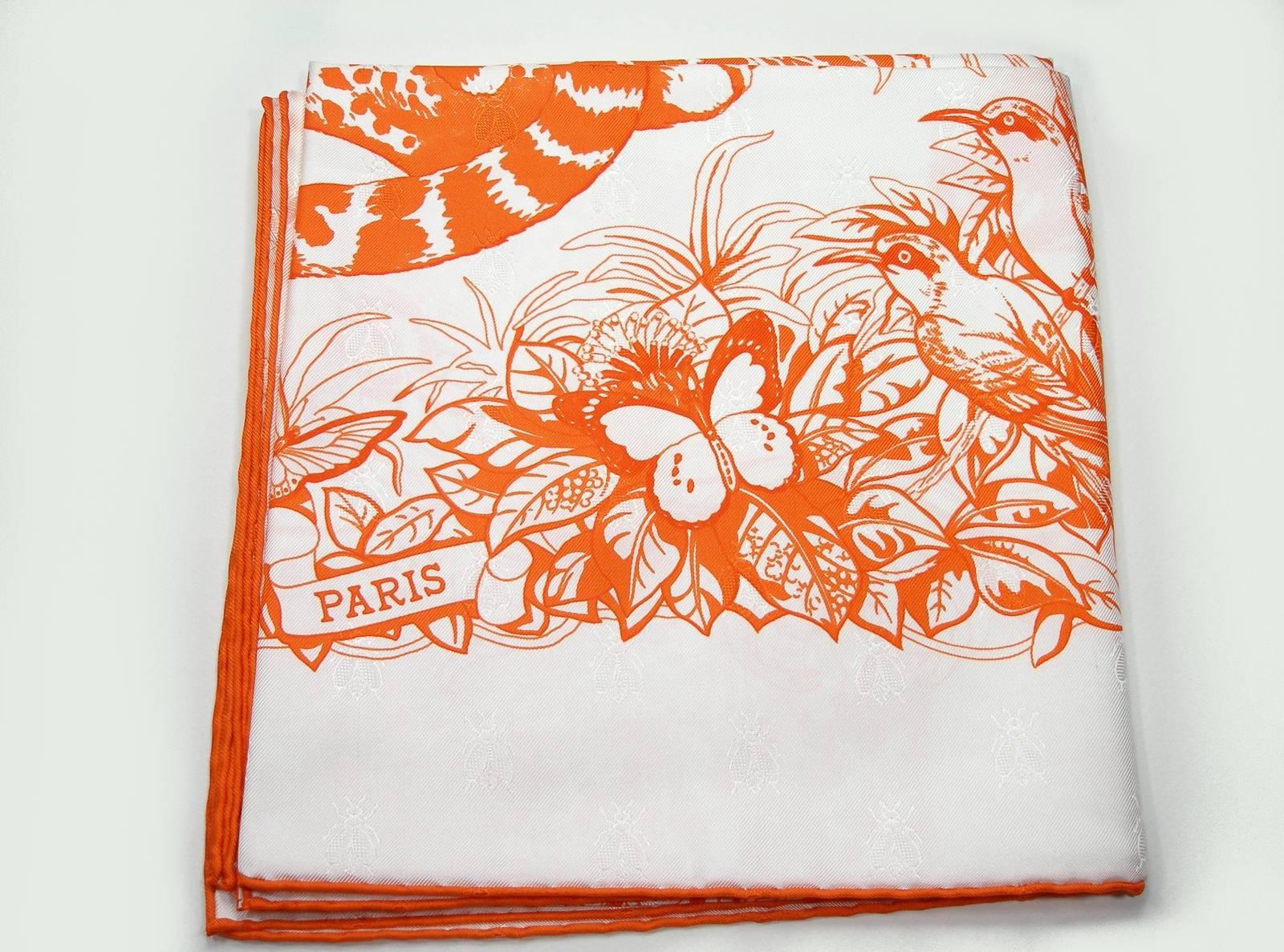 Women's or Men's Rare Hermès Silk Twill Scarf 90 cm Jungle Love Tatto By Robert Dallet /BRAND NEW