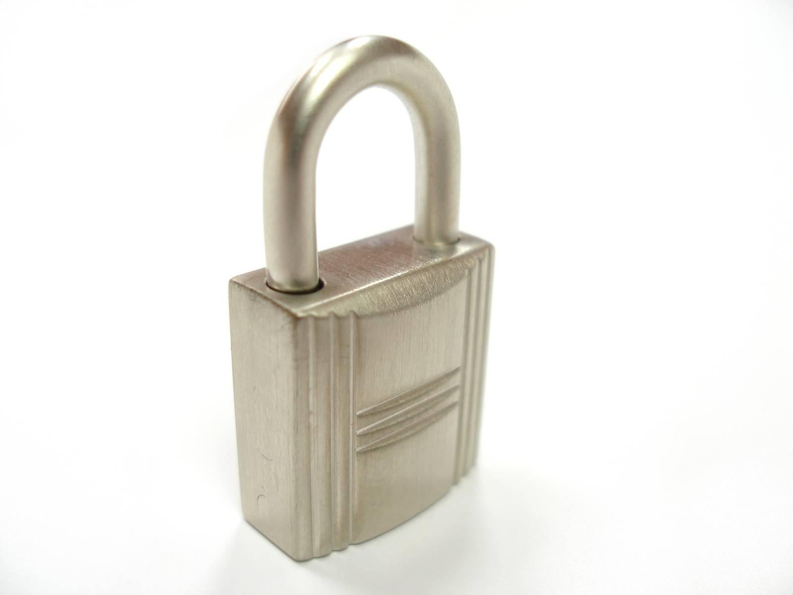 Gray Hermès Cadenas Lock & 2 Keys For Birkin or Kelly bag Brush Finish/ BRAND NEW