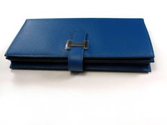 Hermès Bleu Electrique Epsom Leather H Palladium Bearn Wallet
