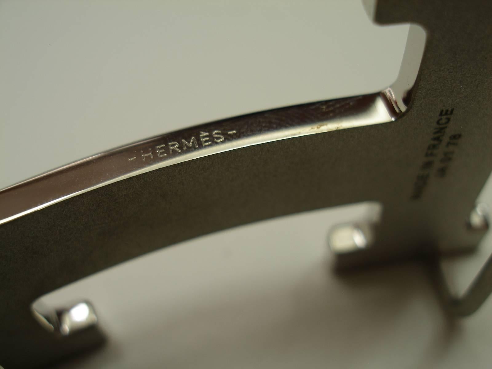 Hermès Buckle H Guilloché Palladium for strap in 32 mm / Excellente Condition 11