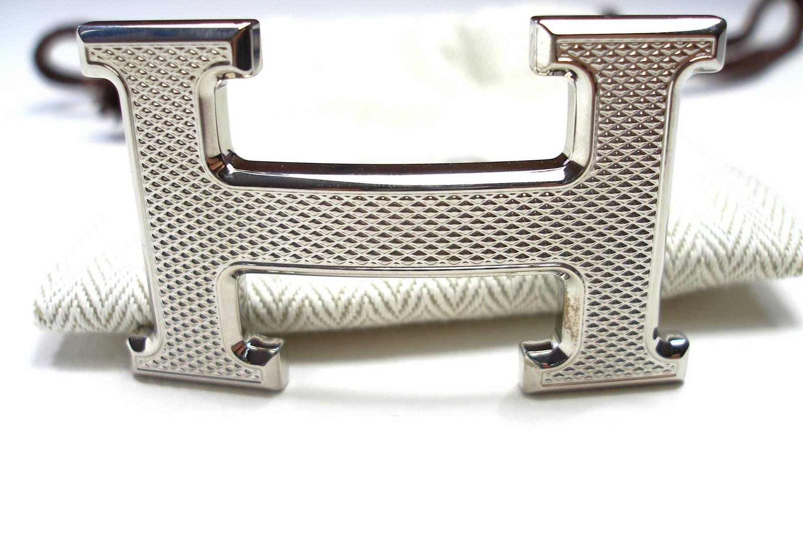 Women's or Men's Hermès Buckle H Guilloché Palladium for strap in 32 mm / Excellente Condition