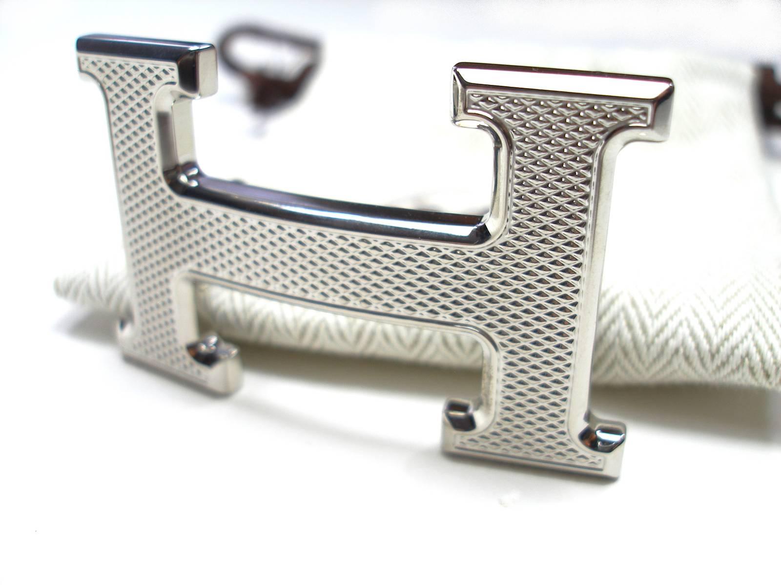Hermès Buckle H Guilloché Palladium for strap in 32 mm / Excellente Condition 2