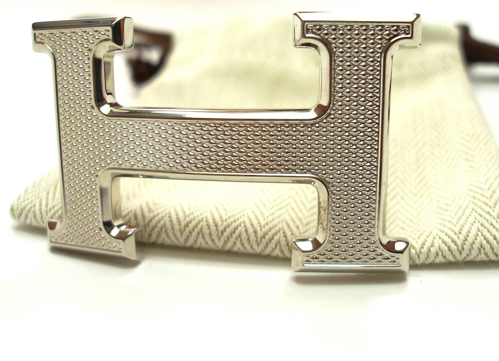 Hermès Buckle H Guilloché Palladium for strap in 32 mm / Excellente Condition 12