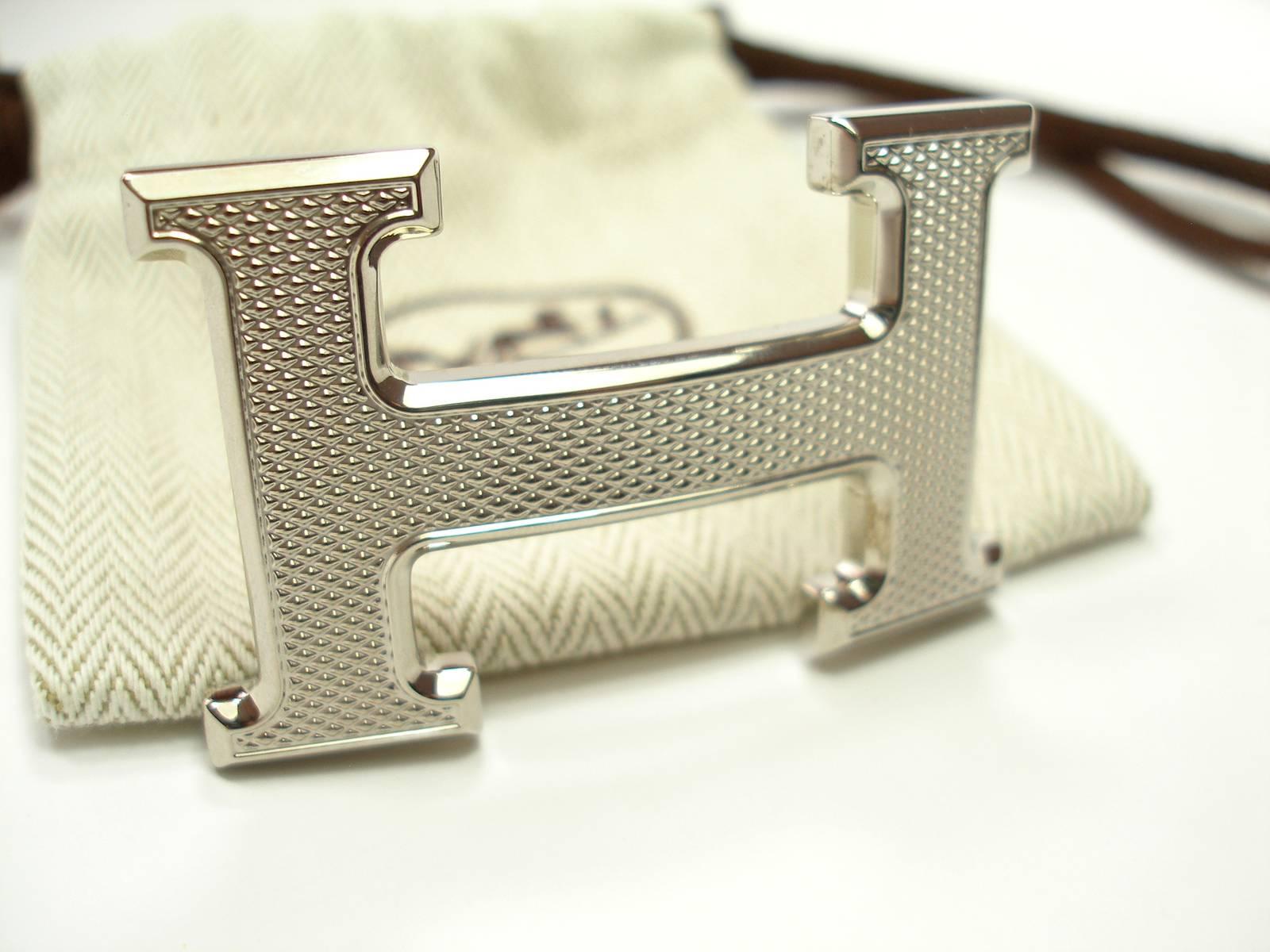 Hermès Buckle H Guilloché Palladium for strap in 32 mm / Excellente Condition 10