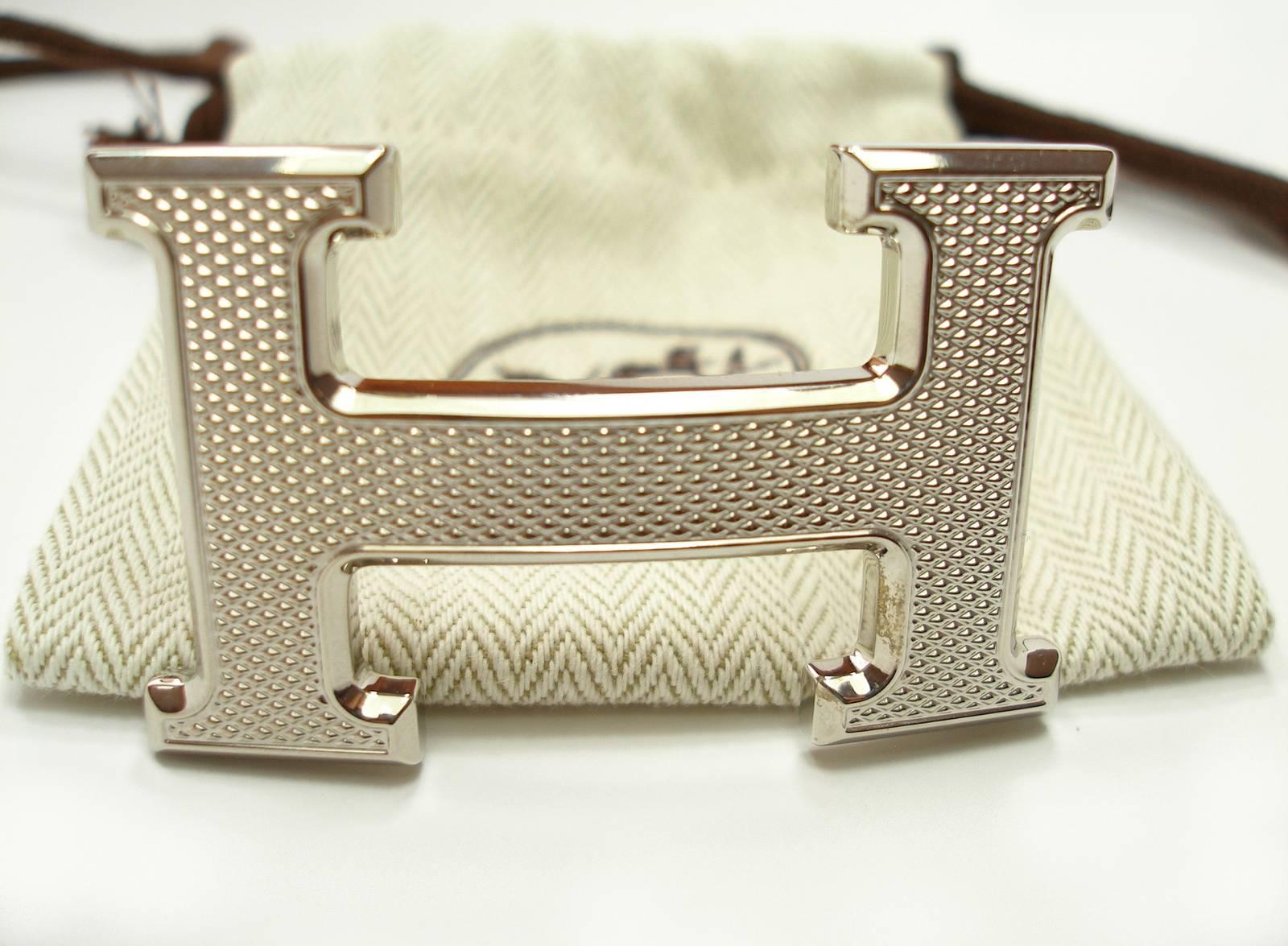 Hermès Buckle H Guilloché Palladium for strap in 32 mm / Excellente Condition 9