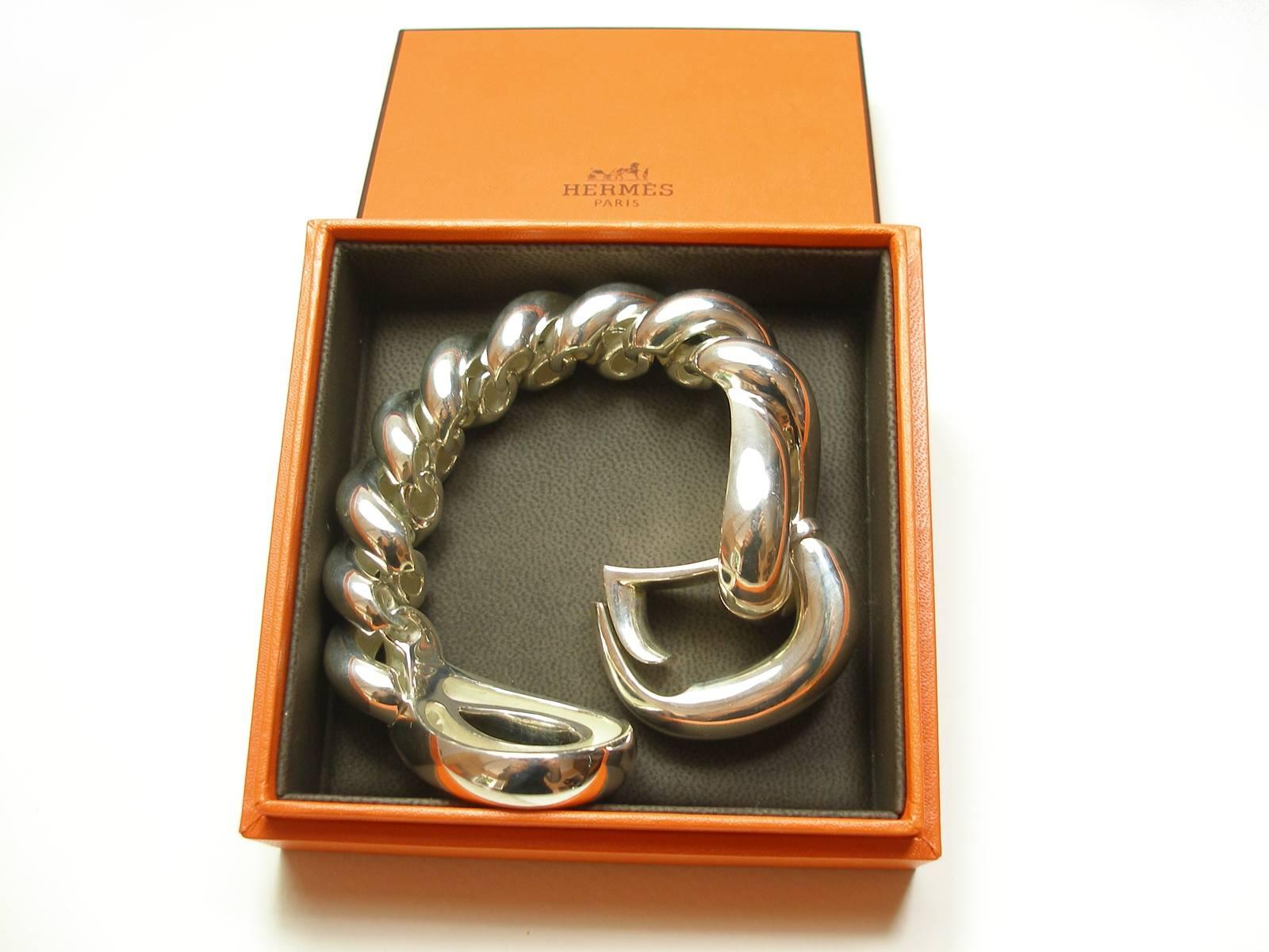 RARE Hermès Vintage Torsade Géant TGM Bracelet  in Silver 925 