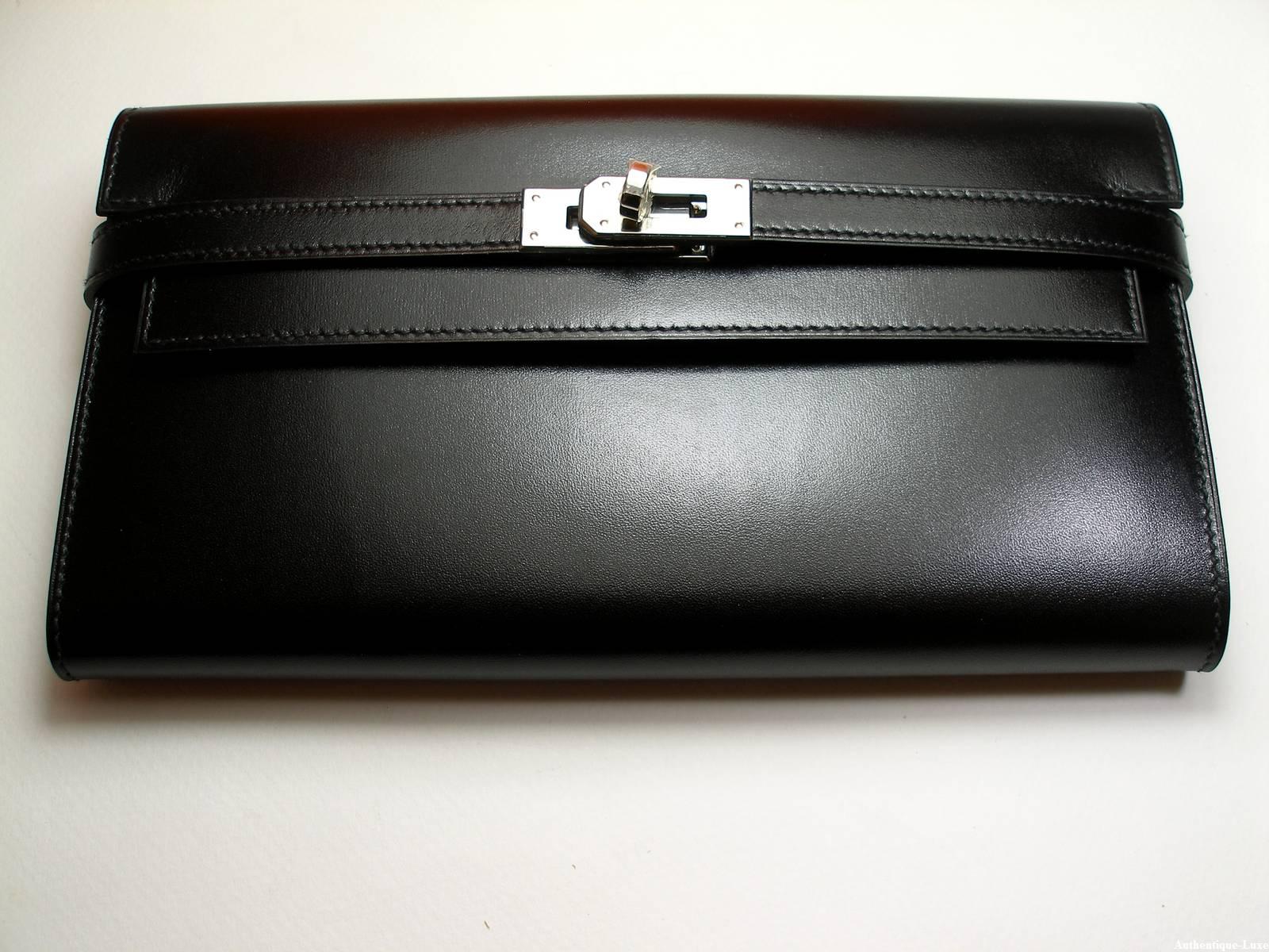 CLASSIQUE AND INTEMPOREL Long Kelly Wallet Hermès 
RARE Leather : Box
Black color and palladium hardware
Plastic is still on hardware palladium
Please note for this purchase : this Kelly wallet comes Hermès Private sale reserved to Hermès staff . X