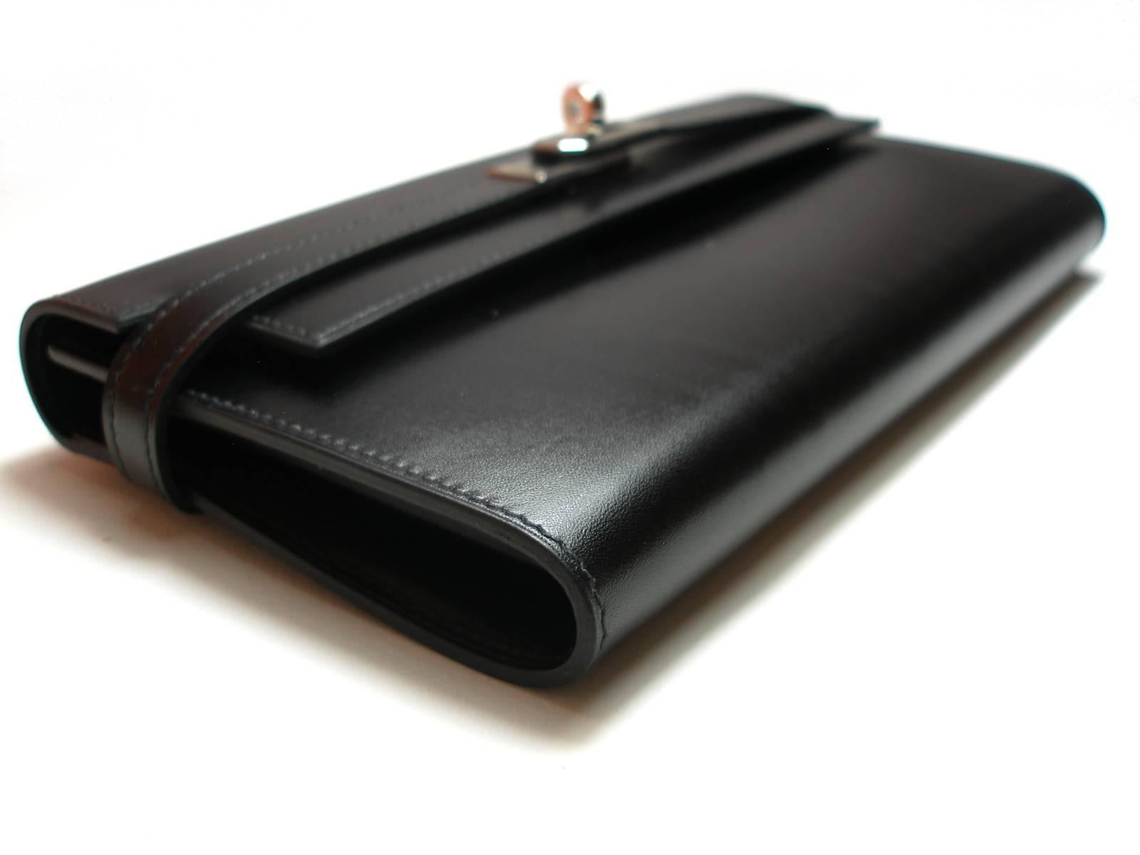 Women's or Men's Collectible Item Hermès Long Kelly Wallet Black Box Leather Palladium Hdw / NEW