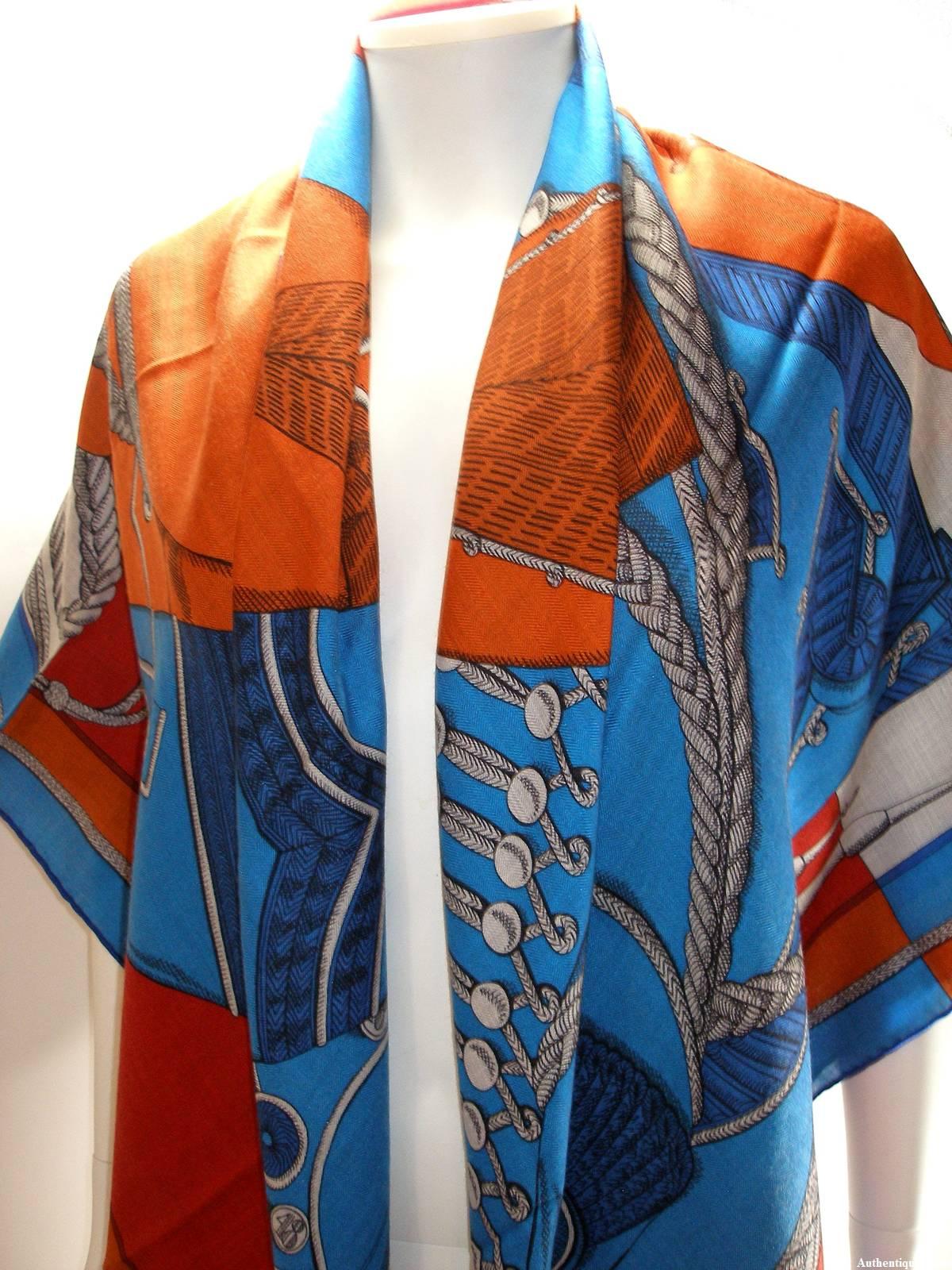 Black Inédit Hermès Collection W 2019 Cachemere Zouave & Dragons 140 cm / Brand New