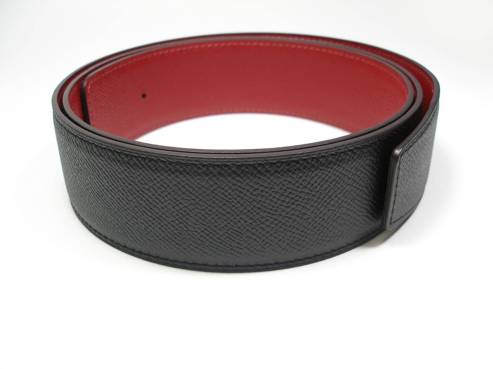 Women's or Men's Hermès Réversible Epsom Leather Grenat Black Strap for H Buckle 42 mm BRAND NEW 