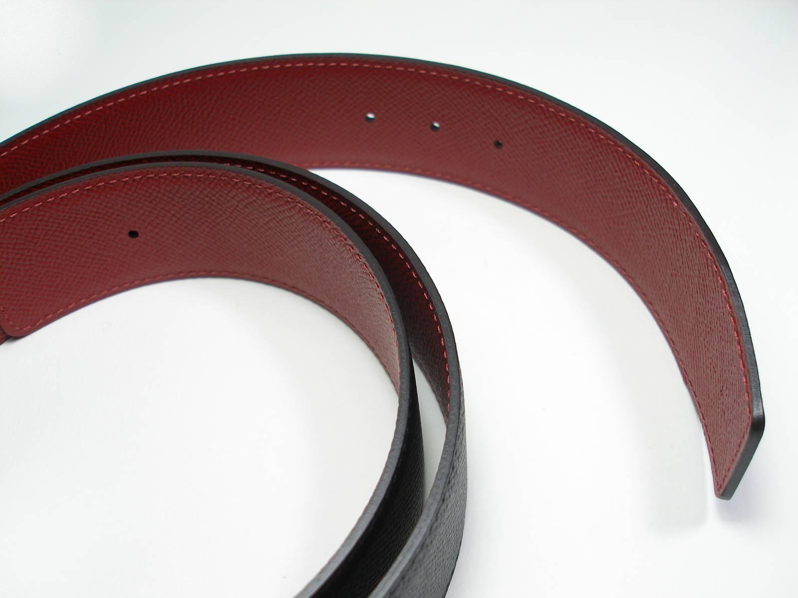 Hermès Réversible Epsom Leather Grenat Black Strap for H Buckle 42 mm BRAND NEW  1