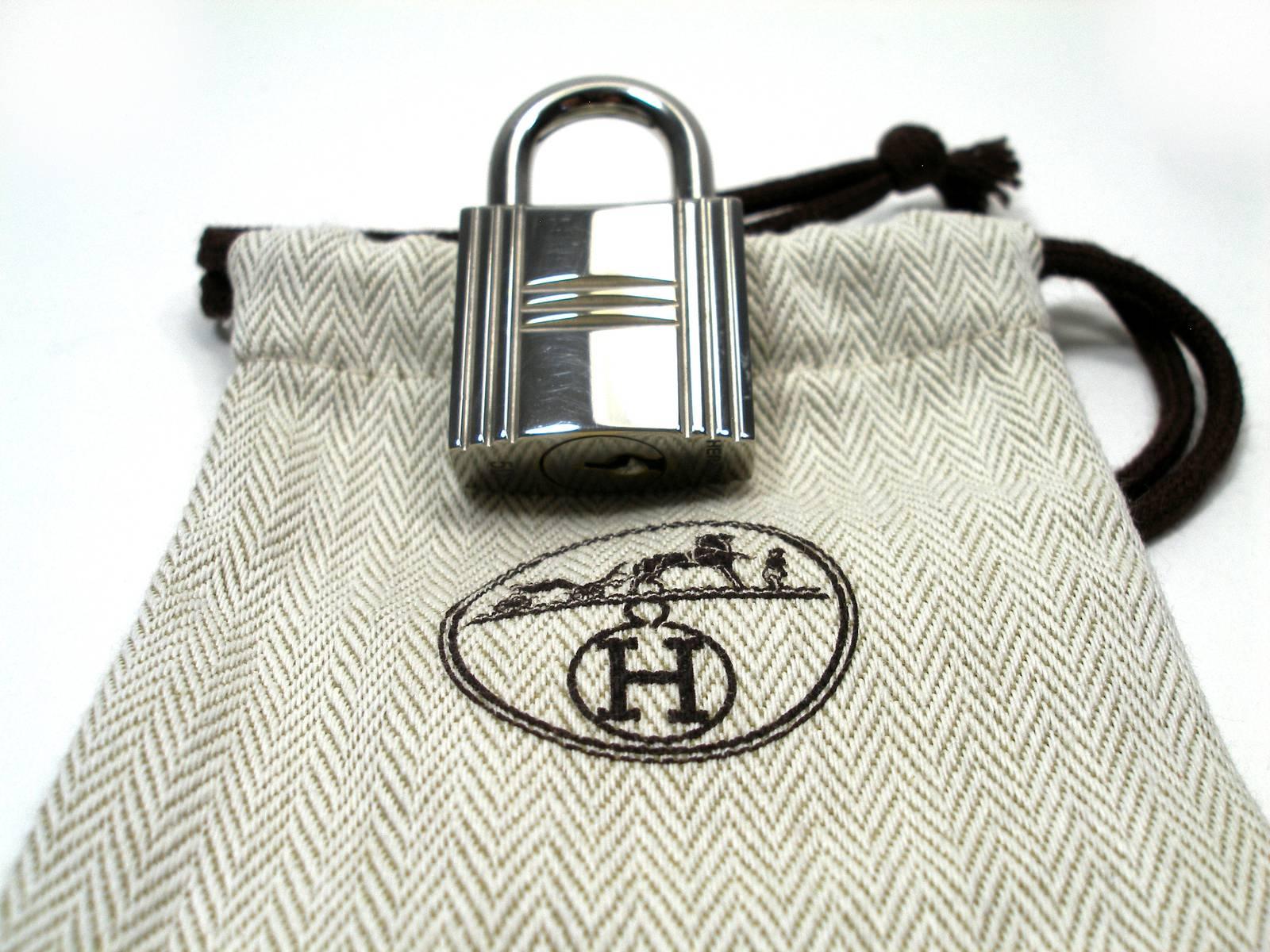 Gray Hermès Cadenas Lock & 2 Keys HAC bag Palladium Finish/ Excellente Condition