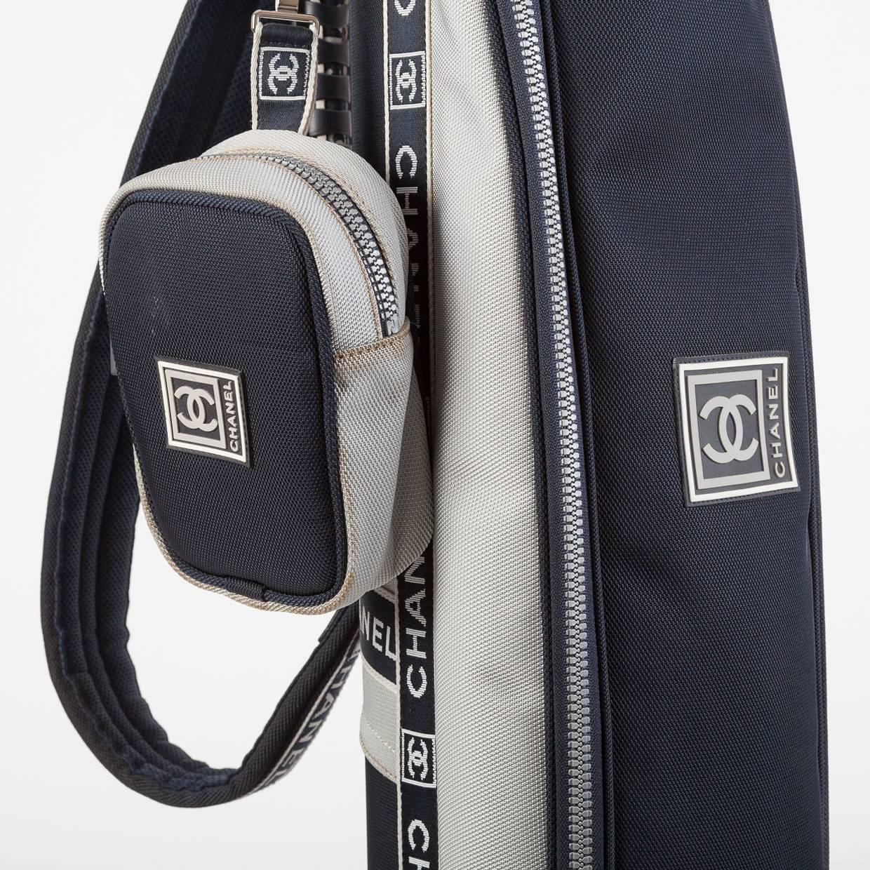 Rare Chanel Ladies Navy and White Sunday Golf Bag with Accessories at