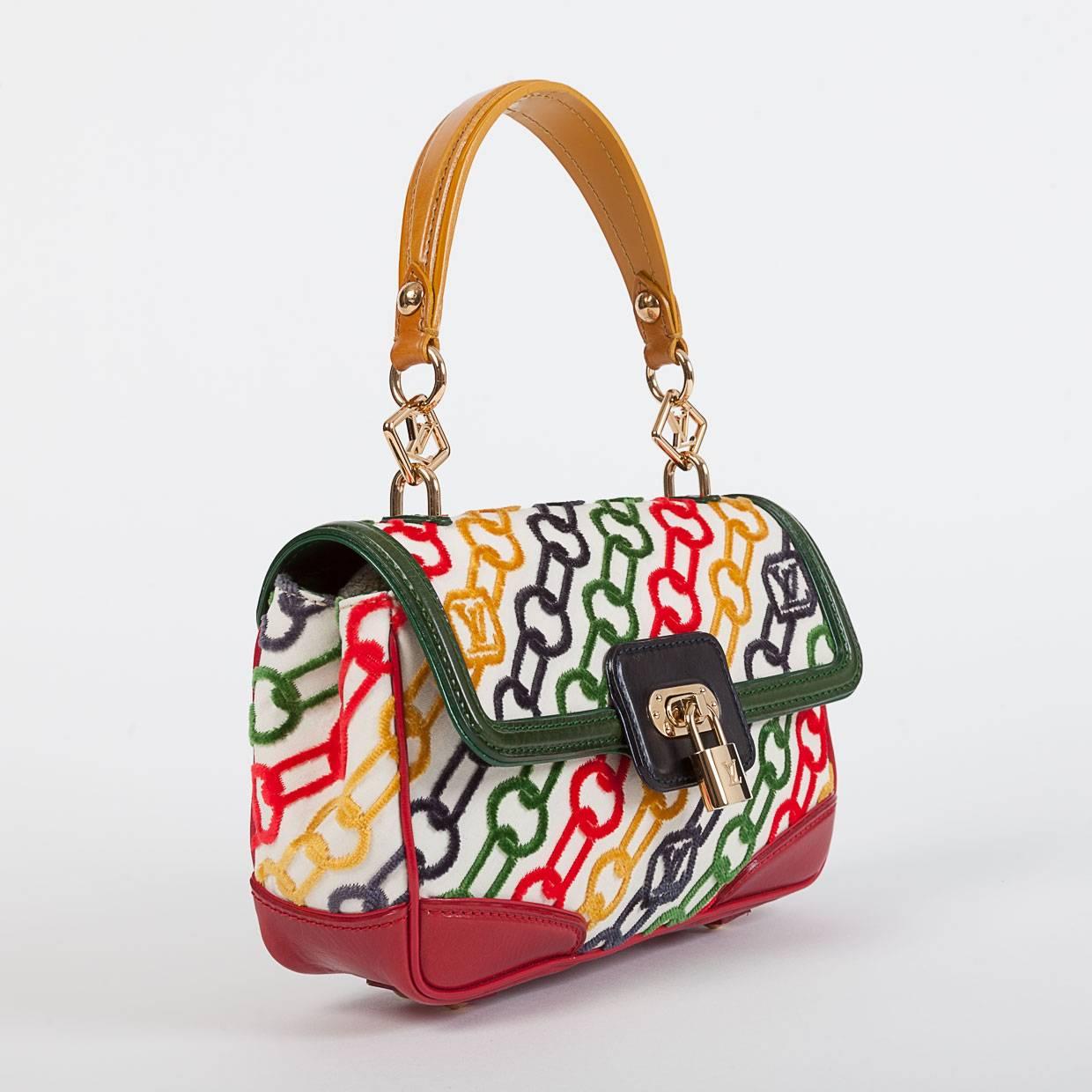Louis Vuitton Limited Edition Monogram Velvet Chains Red Dolly Pochette Bag NWOT 1