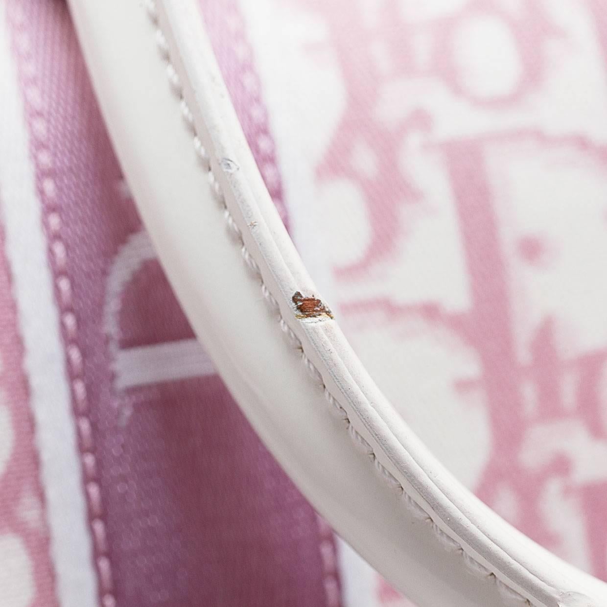 Women's Christian Dior Pink & White Logo Canvas Girly Flowers Boston Tote Bag