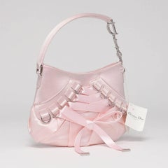 Christian Dior Rose Pink Satin Lace-Up Ballet Evening Shoulder Bag