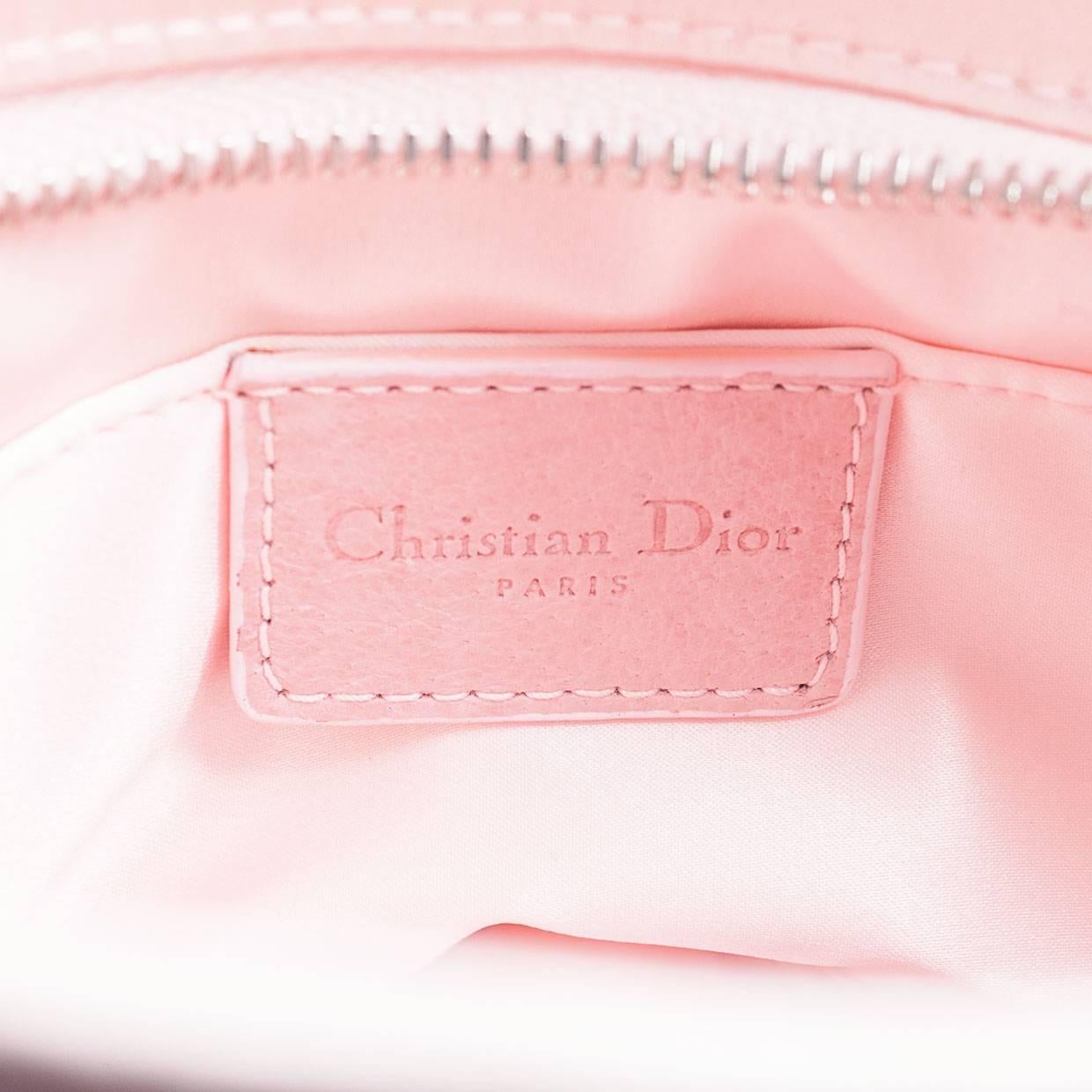 Beige Christian Dior Rose Pink Satin Lace-Up Ballet Evening Shoulder Bag