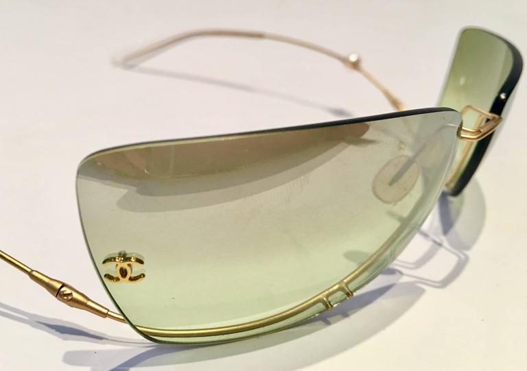 Chanel Freshwater Pearl Rimless and Mirrored CC Logo Sunglasses