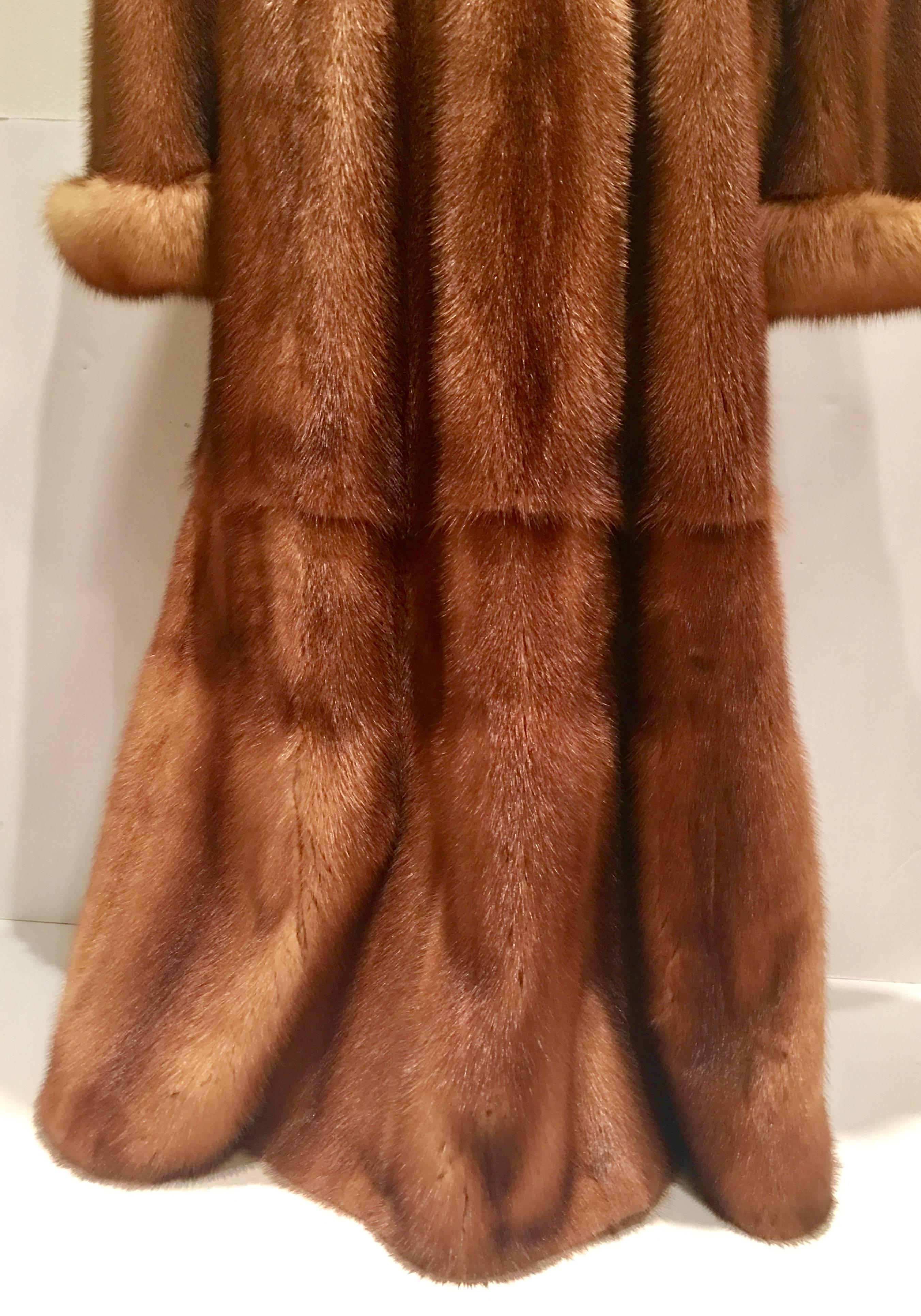 Women's or Men's Contemporary Louis Feraud Paris Fine Whiskey Dyed Mink Swing Duster Fur Coat