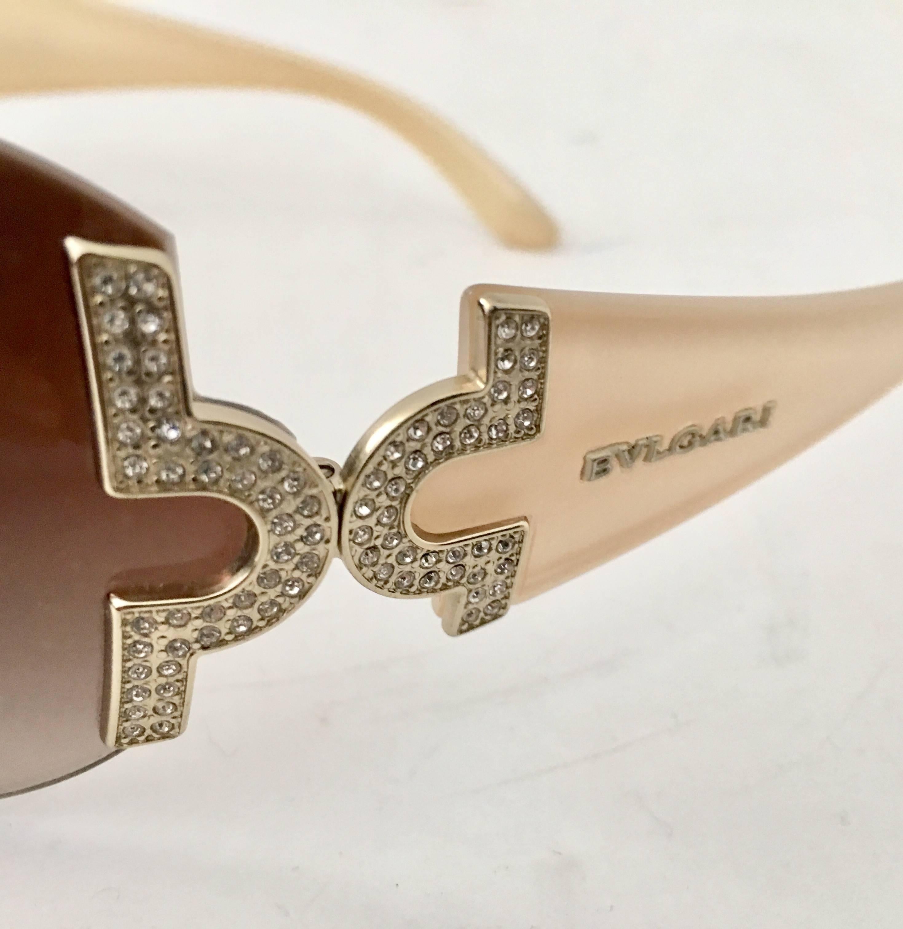 Brown Bvlgari Pale Pink & Swarovski Crystal Sunglasses