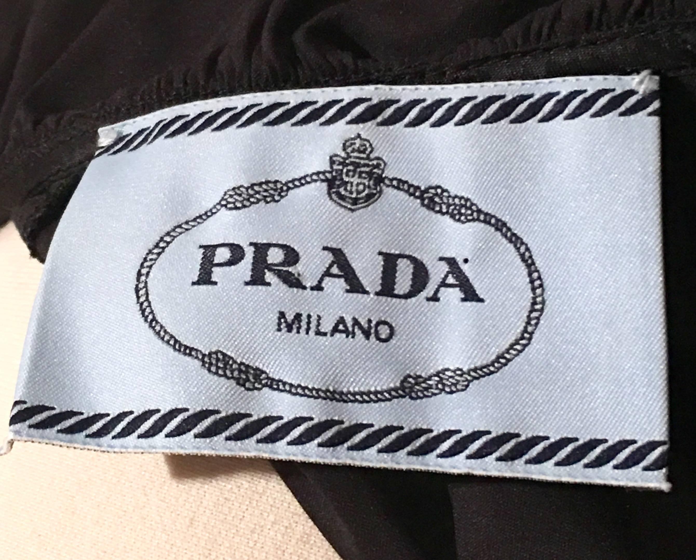 Prada Milano Black Ruffle V-Neck Collar Cotton Dress 6