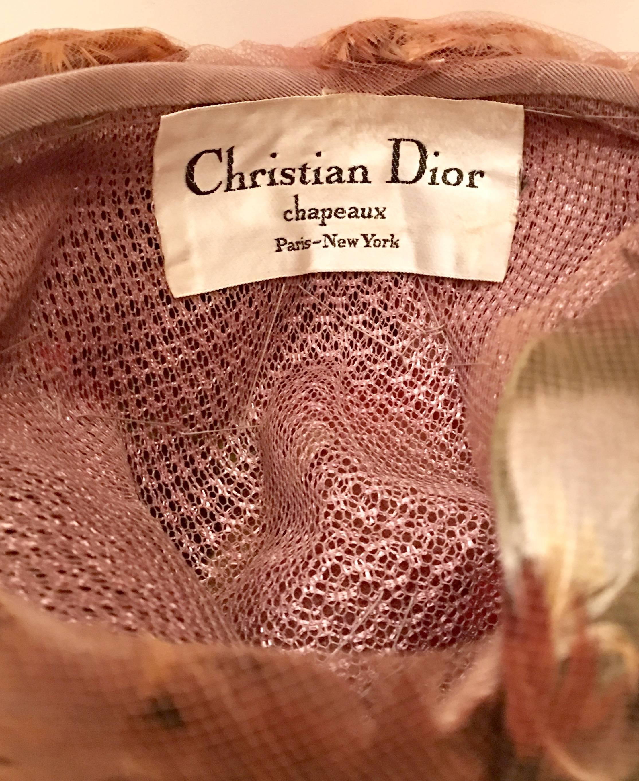 60'S Christian Dior Paris Velvet Ribbon and Feather Chapeaux 3