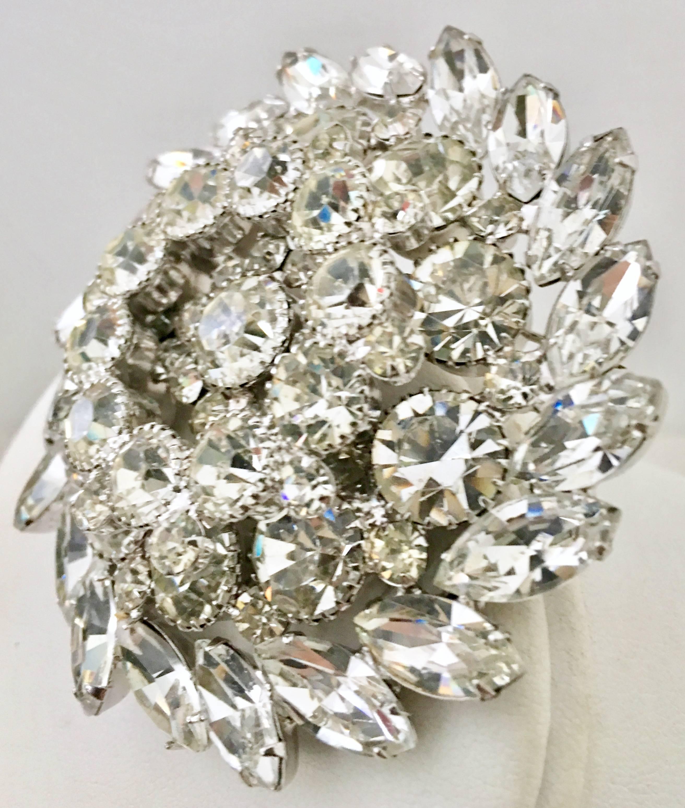 Women's or Men's Vintage Monumental Crystal Wreath 3-D Brooch