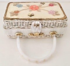 Vintage Lucite & Wicker Box "Florida" Handbag