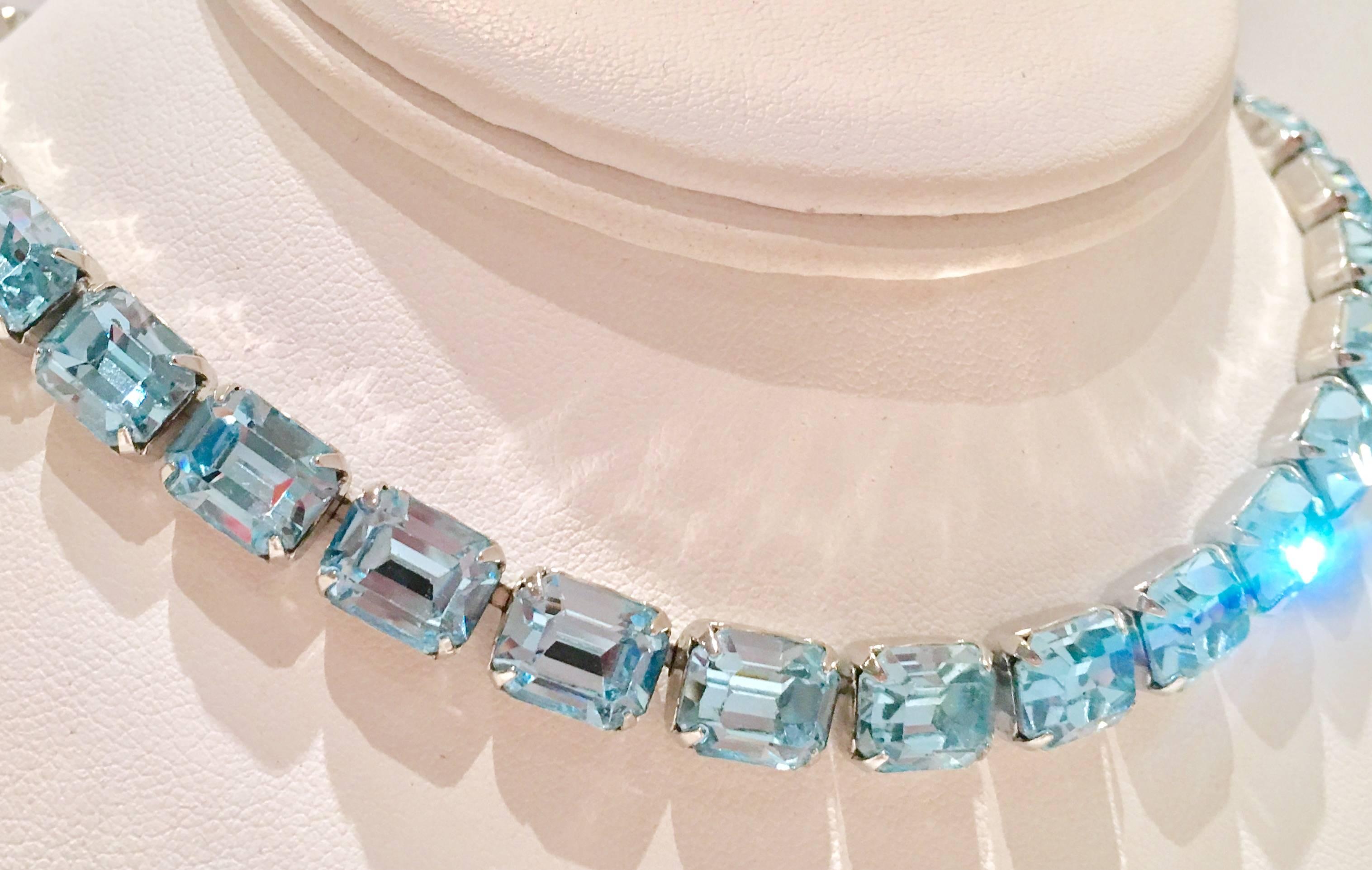 Mid-Century Weiss Sapphire Blue Austiran Crystal Choker Necklace & Earring S/3 2