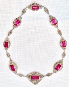 1930'S Theodor Fahrner Style Jugenstil Silver Marcsite Choker Necklace